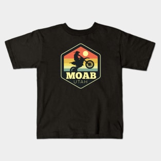 Moab Dirt Bike Hexagon Vintage Sunset Kids T-Shirt